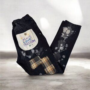 Jaded Gypsy ☮️ Peaceful Walk Jeans Distressed Patch Boho Denim S/M